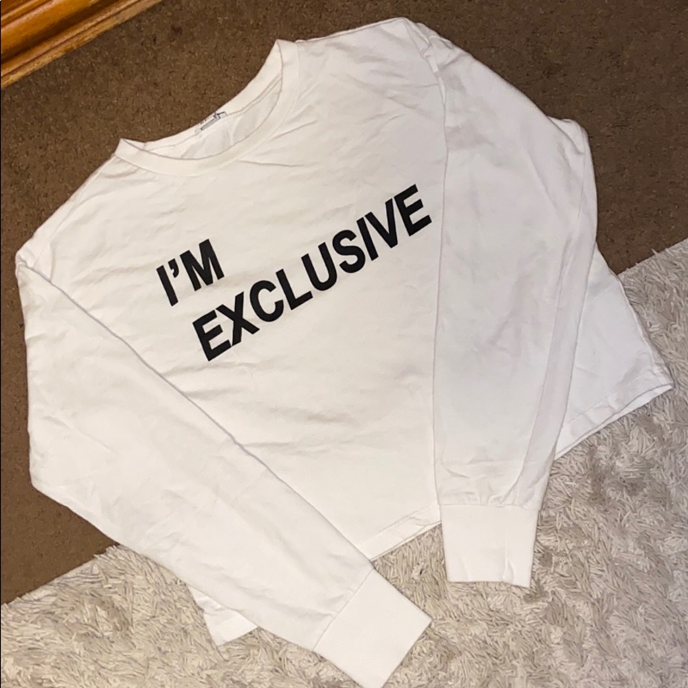 Forever 21 exclusive crop top white long sleeve